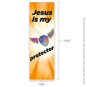 Jesus is My Protector, Psalm 18:2, Bulk Pack of 25 Christian Bookmarks for Kids, Childrens Bible Verse Book Markers, Sunday School Prizes with Memory Verses, Scripture Gifts for Kids & Youth