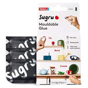 sugru by tesa – all purpose super glue, moldable craft glue for indoor & outdoor – adhesive glue for creative fixing, repairing, bonding & personalizing – 3 pack – black (3.5g/ea)