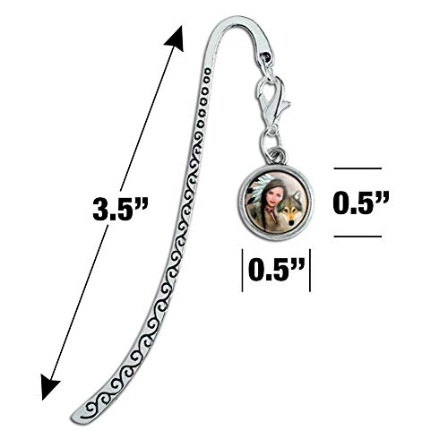 Spirit of the Wolf Native American Metal Bookmark Page Marker with Charm