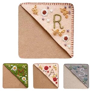 AZURAOKEY Cute Flower Letter Embroidery Bookmarks, Felt Triangle Bookmark, Hand Felt Page Number Decorative Book Label Letter Bookmarks for Reading Lovers Meaningful Gift