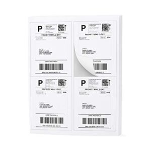 buhbo 4-up address shipping label 4″ x 5″ sticker labels for laser & ink jet printers (100 sheets, 400 labels)