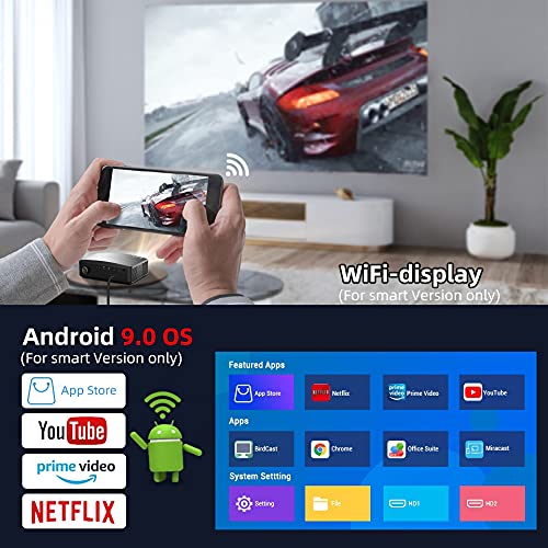 CXDTBH Full 4K 1920x1080P LCD 9.0 LED Home Theater Video Projector Beamer for Smartphone Tablet