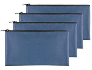 4 pieces money bags with zipper , 11×6.1 inch money pouch, bank bag, cash bag , check wallet, cosmetics(navy)