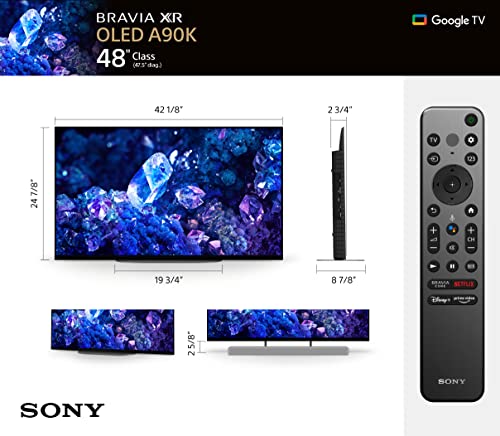 Sony 48 Inch 4K Ultra HD TV A90K Series: BRAVIA XR OLED Smart Google TV with Dolby Vision HDR and Exclusive Features for The Playstation® 5 XR48A90K- 2022 Model (Renewed)