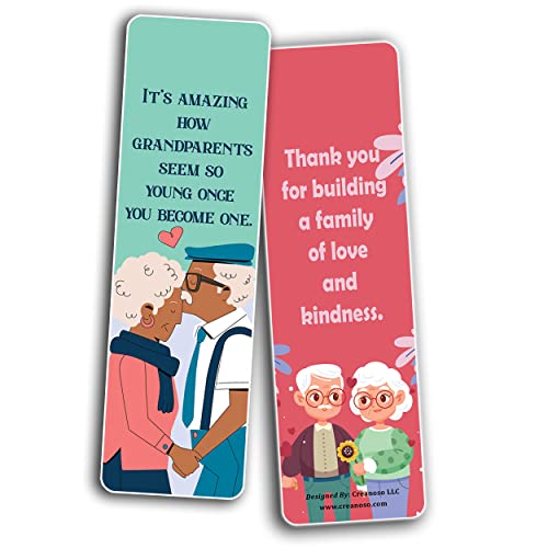 Creanoso Grandparents Day Bookmarks (10-Sets X 6 Cards) – Daily Inspirational Card Set – Interesting Book Page Clippers – Great Gifts for Adults and Professionals