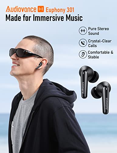 Audiovance 2 Sets Earbuds SPEU 301, True Wireless Headphones Bluetooth 5.2 Earphones, Euphony 301 for Immersive Music, Speed 301 for Workout, Premium Sound, Clear Calls, Waterproof.