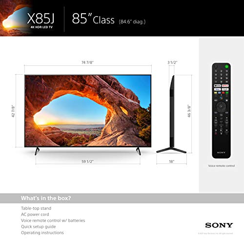 Sony X85J 85 Inch TV: 4K Ultra HD LED Smart Google TV with Native 120HZ Refresh Rate, Dolby Vision HDR, and Alexa Compatibility KD85X85J- 2021 Model, Black