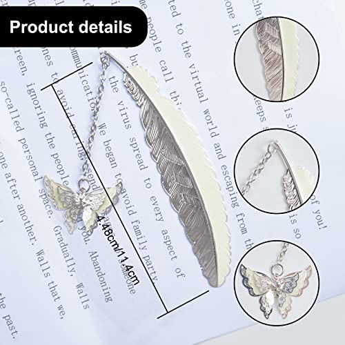 2 PCS Book Markers for 4.5 Inch Silver Metal Feather Bookmark Featuring A Cute 3D Owl Glowing in The Dark Graduation Gifts for Her 2022, Unique Teacher Appreciation Congratulations Gifts for Women