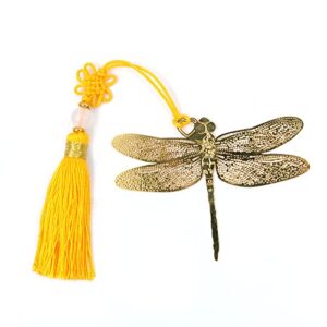 alnicov metal bookmark with tassels,golden brass dragonfly bookmark,a unique gift for book lovers reader or librarian