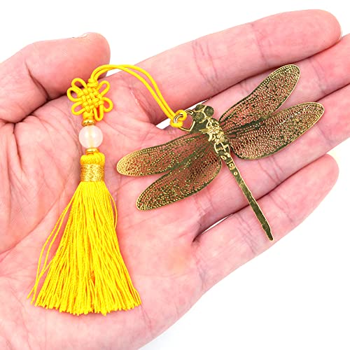 Alnicov Metal Bookmark with Tassels,Golden Brass Dragonfly Bookmark,a Unique Gift for Book Lovers Reader or Librarian