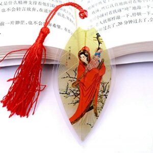 Fascola Leaf Bookmarks - Made of Real Leaves 4PCs Landscape Vein Bookmark with Traditional Chinese Painting Business Gift