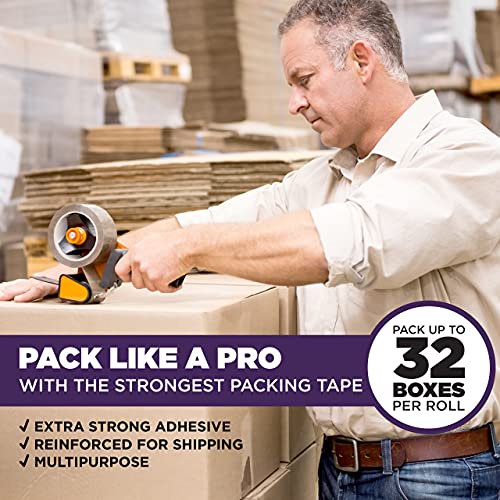 Tape King Super Thick 3.2mil Clear Packing Tape (12 Refill Rolls) - Heavy Duty Adhesive 60 Yards Per Roll, Carton, Industrial, Commercial, Moving, Box & Packing Sealing (TK-053)