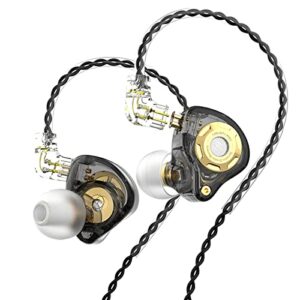 fedai trn mt1 pro in ear monitor earbuds, 10mm composite dual magnetic dynamic earphones sport earbuds in ear earphones sport noise cancelling hearphone with detachable c pin cable(no mic, black)