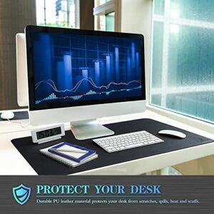 Knodel Desk Mat, Dual-Sided Office Desk Pad, Mouse Pad, Waterproof Desk Mat for Desktop, Desk Pads & Blotters, PU Leather Desk Pad Protector (31.5" x 15.7", Black)