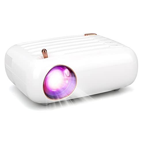 SKUDY Mini Projector, Small&Light Weight Portable Projector,Outdoors Video Projector, Multimedia Home Theater Movie Projector 1080P Compatible with HDMI,IR,USB,AV,DC,Laptop,Phone Projector (White)