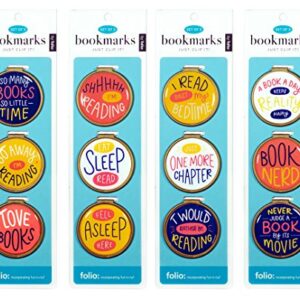 Funny Quote Bookmarks - JUST Clip IT! (4 Sets of 3 Page Markers- Total 12) Funny Bookmark Set - Ideal for Bookworms of All Ages. Adults Men Women Teens & Kids Love Our Fun Domed Designs!