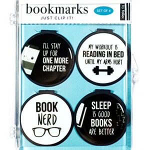 Funny Quote Bookmarks - JUST Clip IT! (4 Sets of 3 Page Markers- Total 12) Funny Bookmark Set - Ideal for Bookworms of All Ages. Adults Men Women Teens & Kids Love Our Fun Domed Designs!