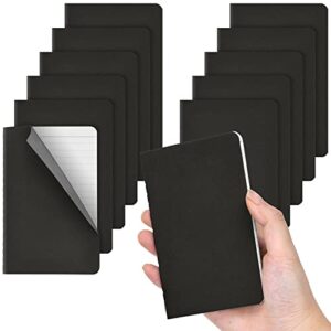 eoout 12 pack little notebooks pocket size notebooks, 3.5″ x 5.5″ softcover mini notebooks, small black notebook memo note pads for men women kids traveler author, 30 sheets, 60 lined pages