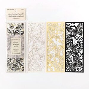 Creative Hollow Paper Bookmark, Chinese Retro Style Hollow Bookmark for Art Craft/DIY Photo Album/Notebook/Gifts/School Supplies(B)