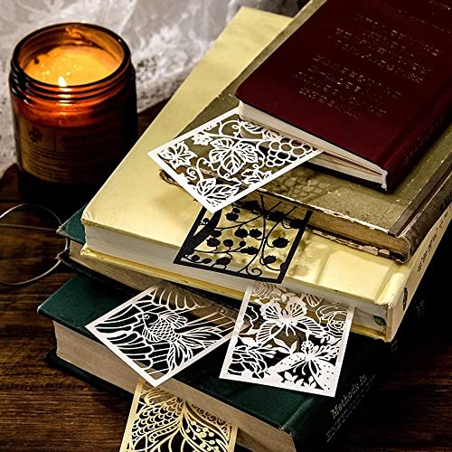 Creative Hollow Paper Bookmark, Chinese Retro Style Hollow Bookmark for Art Craft/DIY Photo Album/Notebook/Gifts/School Supplies(B)