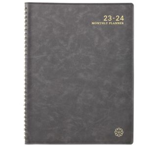 2023-2024 monthly planner- monthly planner 2023-2024 with leather soft cover, july 2023 – june 2024, 9” x 11”, calendar planners 2023-2024 with monthly tabs, twin-wire binding, inner pocket, contacts and passwords