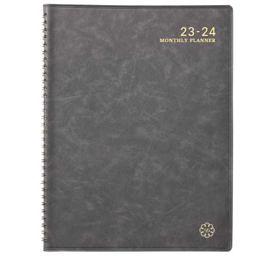 2023-2024 Monthly Planner- Monthly Planner 2023-2024 with Leather Soft Cover, July 2023 - June 2024, 9'' x 11'', Calendar Planners 2023-2024 with Monthly Tabs, Twin-Wire Binding, Inner Pocket, Contacts and Passwords