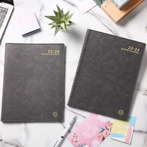 2023-2024 Monthly Planner- Monthly Planner 2023-2024 with Leather Soft Cover, July 2023 - June 2024, 9'' x 11'', Calendar Planners 2023-2024 with Monthly Tabs, Twin-Wire Binding, Inner Pocket, Contacts and Passwords