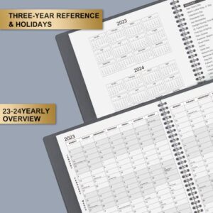 2023-2024 Monthly Planner- Monthly Planner 2023-2024 with Leather Soft Cover, July 2023 - June 2024, 9'' x 11'', Calendar Planners 2023-2024 with Monthly Tabs, Twin-Wire Binding, Inner Pocket, Contacts and Passwords