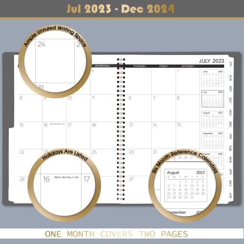 2023-2024 Monthly Planner- Monthly Planner 2023-2024 with Leather Soft Cover, July 2023 - June 2024, 9'' x 11'', Calendar Planners 2023-2024 with Monthly Tabs, Twin-Wire Binding, Inner Pocket, Contacts and Passwords