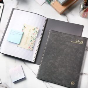 2023-2024 Monthly Planner- Monthly Planner 2023-2024 with Leather Soft Cover, July 2023 - June 2024, 9'' x 11'', Calendar Planners 2023-2024 with Monthly Tabs, Twin-Wire Binding, Inner Pocket, Contacts and Passwords