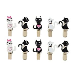 10pcs cute cat paper clips! cat animal shaped wooden memo clips bookmark with hemp rope! fun office supplies gifts for women men teachers! (cat)