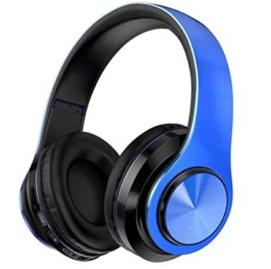 amazing 7 led bluetooth headphones with 8hours playtime, wireless headsets over ear, hi-fi stereo, multi-colored breathing led, built-in mic, snug fit earphones for game video dj (grey blue)