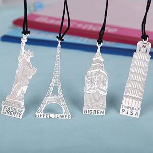 BYBYCD London Eiffel Tower Statue of Liberty Mark Page Metal Bookmark Stationery School Office Supply(Eiffel Tower)