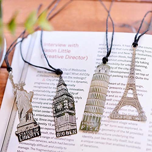 BYBYCD London Eiffel Tower Statue of Liberty Mark Page Metal Bookmark Stationery School Office Supply(Eiffel Tower)