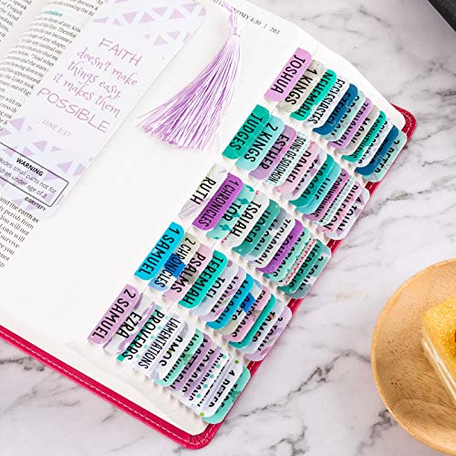 Laminated Bible Tabs for Women and Girls (Large Print, Easy to Read), Women Bible Journaling Book Tabs, Christian Gift, 90 Colorful Bible Tabs Old and New Testament, Includes 24 Blank Tabs