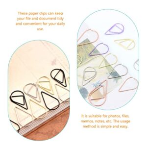 ibasenice Water Drop Paper Clips - 100 Pcs Gold Paper Clips/Metal Paper Clip Holders/Bookmarks Water Drop Shape Gold Paper Clips for Books, Memos, Paper, Posters, Photos