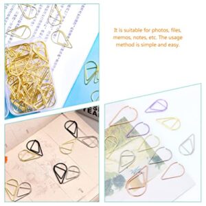 ibasenice Water Drop Paper Clips - 100 Pcs Gold Paper Clips/Metal Paper Clip Holders/Bookmarks Water Drop Shape Gold Paper Clips for Books, Memos, Paper, Posters, Photos