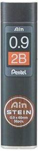 pentel ain stein mechanical pencil lead, 0.9mm 2b, 36 leads (c279-2b)