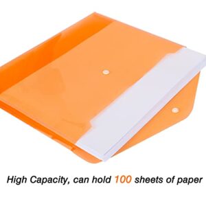 36pcs Plastic Envelopes, Clear Poly Envelopes with Snap Button Closure, Letter Size, Plastic File Folders for School Office Supplies, 8 Colors A4 Size