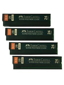 faber-castell 0.5 mm 2b lead refills strong dark smooth leads mechanical pencil lead refills (4 tubes, 24 leads per tube – total 96 leads)