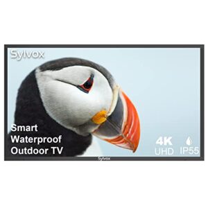 sylvox outdoor tv, waterproof 4k smart tv, supports bluetooth wi-fi, commercial grade equal bezel led tv, suitable for partial sun areas