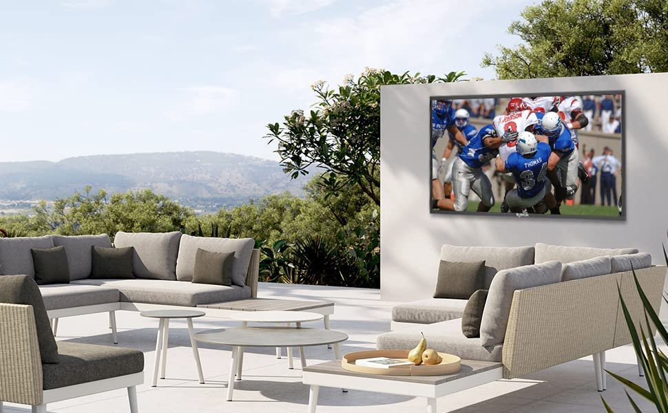 SYLVOX Outdoor TV, Waterproof 4K Smart TV, Supports Bluetooth Wi-Fi, Commercial Grade Equal Bezel LED TV, Suitable for Partial Sun Areas