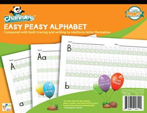 channie’s w302 easy peasy alphabet handwriting workbook combine both tracing & writing. lots practices! most visual & simple workbook on the market