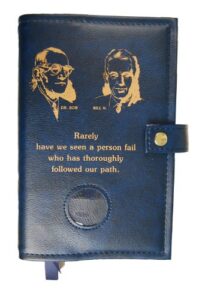 bill & bob double alcoholics anonymous aa big book & 12 steps & 12 traditions book cover medallion holder blue