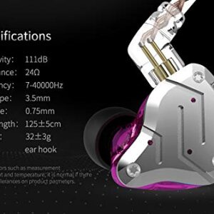 KZ ZS10 Pro Earbuds Headphone, KZ in Ear Monitor IEM HiFi Earphone with 5 Driver 4BA 1DD with Detachable 0.75mm 2 Pin Cable for Singer Musician Drummer (Purple No Mic)…