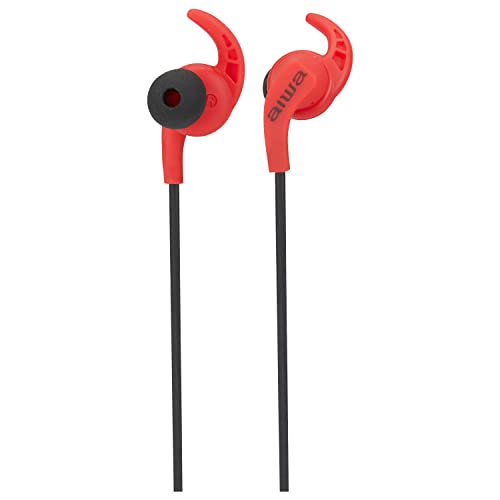 Aiwa Sport in Ear Wireless Earbuds with Bluetooth 5.0, 10mm Drivers, 30 Foot Range, 4 Hour Battery Life, Perfect for Workout, Premium Sound (Red)