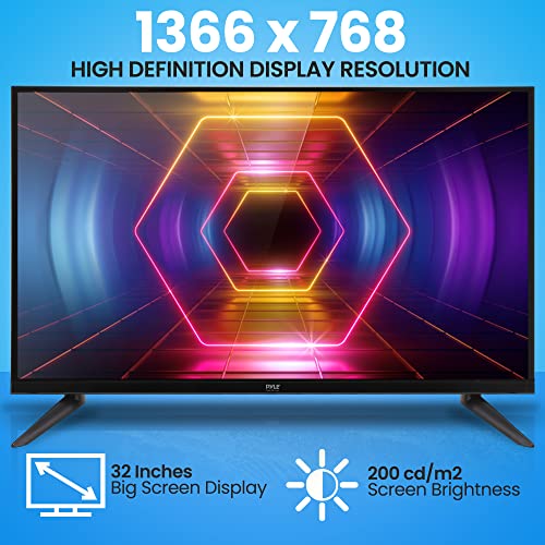 32-inch 728p HD DLED Television - Hi-Res Flat Screen Monitor TV with HDMI, RCA, Multimedia Disk Combo, Headphones, Full Range Stereo Speaker, Mounts on Wall, Works w/Mac PC, Includes Remote Control