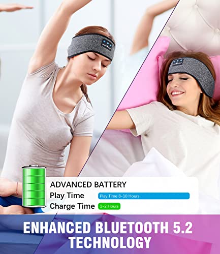 MUSICOZY Sleep Headphones Bluetooth Sports Headband, Wireless Music Sleeping Headphones Sleep Eye Mask Earbuds for Side Sleepers Workout Running Insomnia Travel Yoga Office, Pack of 2