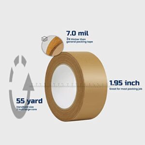 Lichamp Brown Packing Tape, Kraft Paper Tape Brown Gummed Tape for Packing Boxes, Shipping Cardboard and Carton Sealing, 6 Rolls x 2 inch x 55 Yard x 7 mil, B206BN