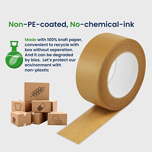 Lichamp Brown Packing Tape, Kraft Paper Tape Brown Gummed Tape for Packing Boxes, Shipping Cardboard and Carton Sealing, 6 Rolls x 2 inch x 55 Yard x 7 mil, B206BN